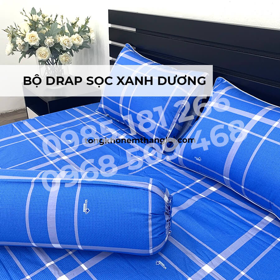 [Ảnh Thật] Sọc Xanh Dương - Bộ Drap Cotton 4 món Thắng Lợi Chính Hãng