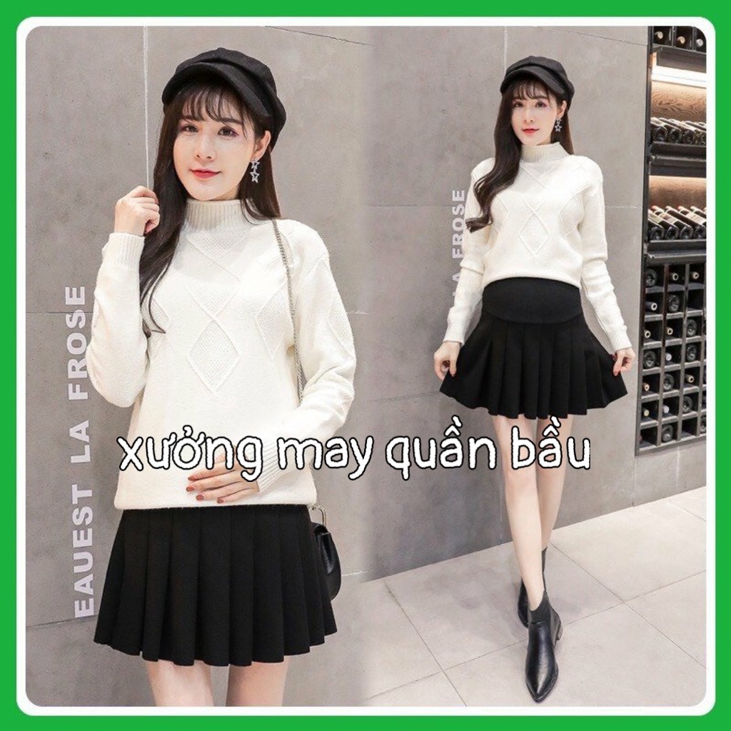 Chân Váy Bầu Xếp Ly Hàng Đẹp - CÓ QUẦN LÓT BÊN TRONG