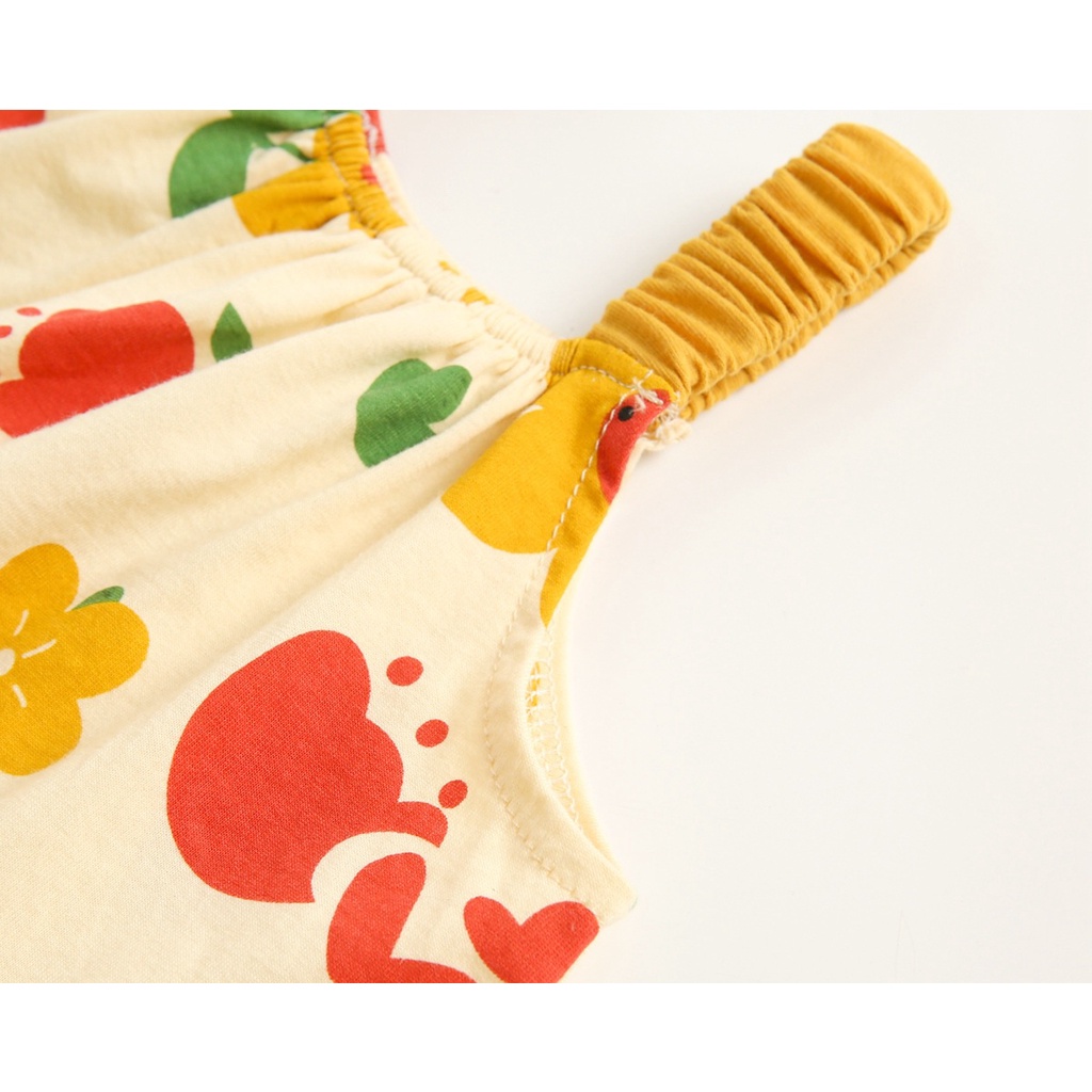 Bộ Áo Liền Quần Bằng Cotton Trơn In Hoạt Hình Dành Cho Bé Gái 2063