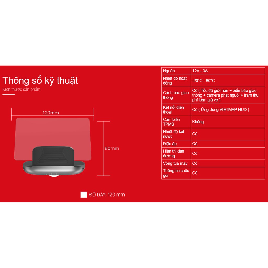 [MIỄN PHÍ LẮP ĐẶT] MÀN HÌNH HIỂN THỊ THÔNG TIN VIETMAP HUD H1N