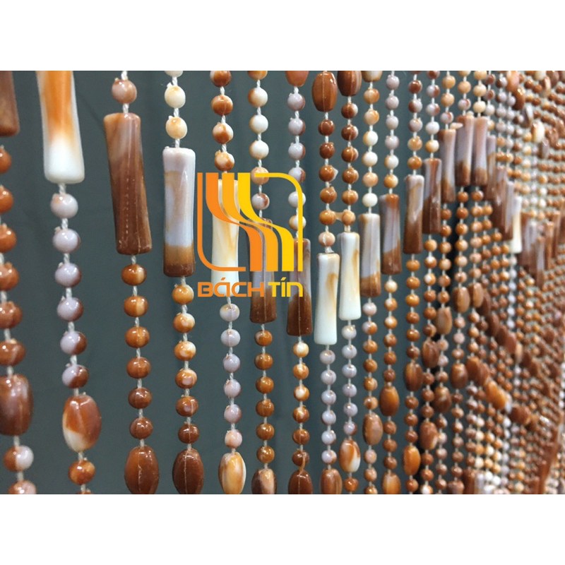 Rèm hạt nhựa,mành rèm cửa hạt nhựa trang trí màu nâu đẹp