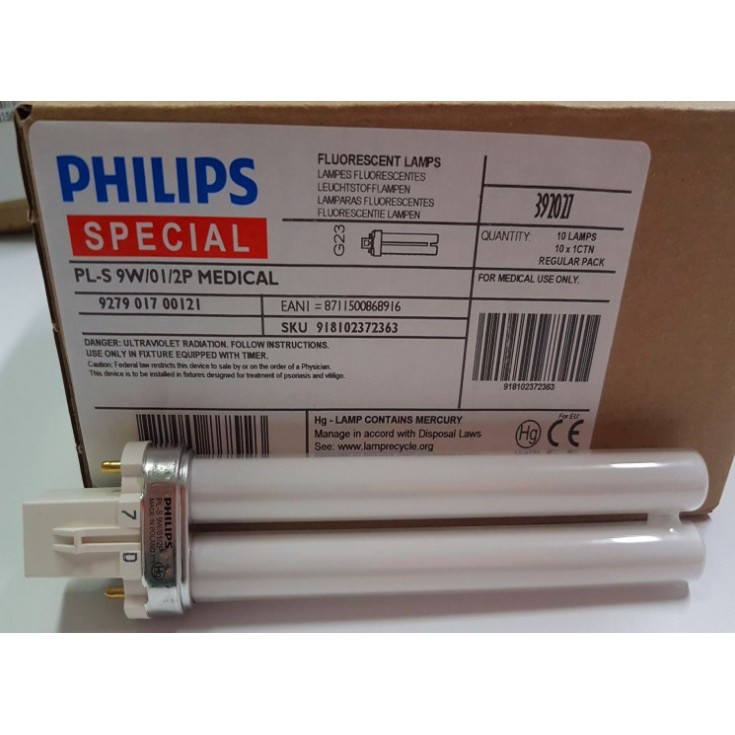 Bóng đèn UVB Philips PL-S 9W/01/2P chữa vảy nến, bạch biến, viêm da