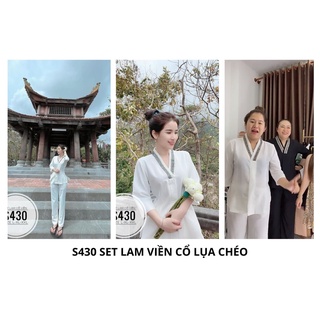 Bigsize s430 set lam viền cổ vải lụa chéo 60 đến 90kg