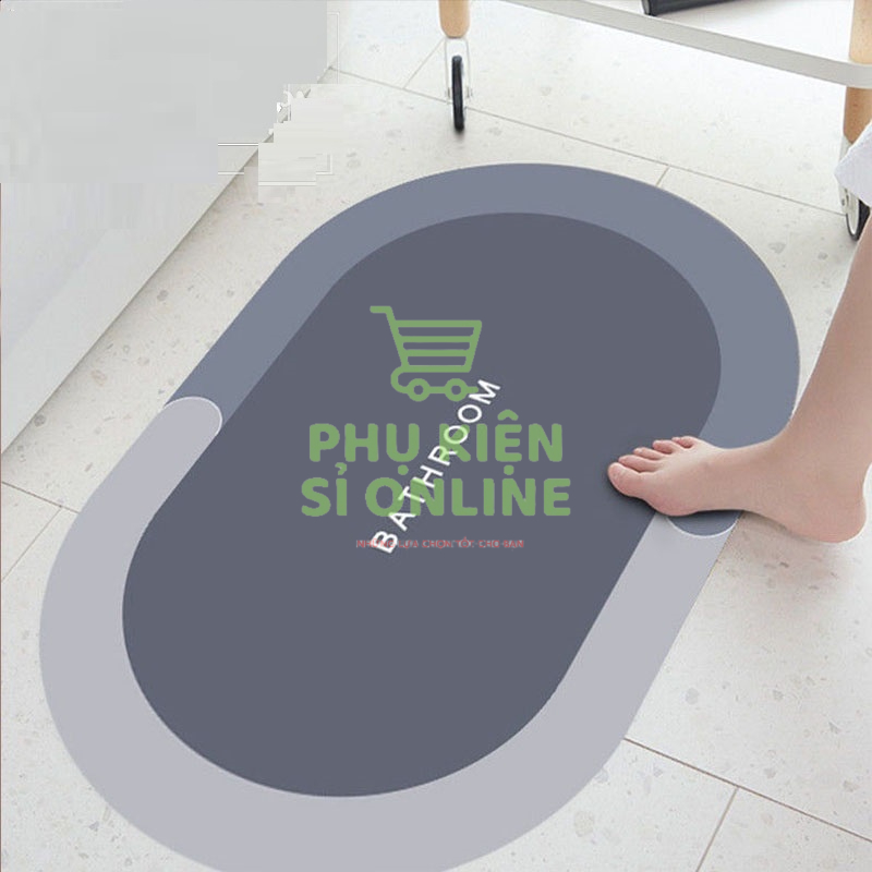 Thảm lau chân, dậm chân sillicon siêu thấm hút, nhanh khô chống trơn trượt oval, chữ nhật (40 x 60) Store4girls