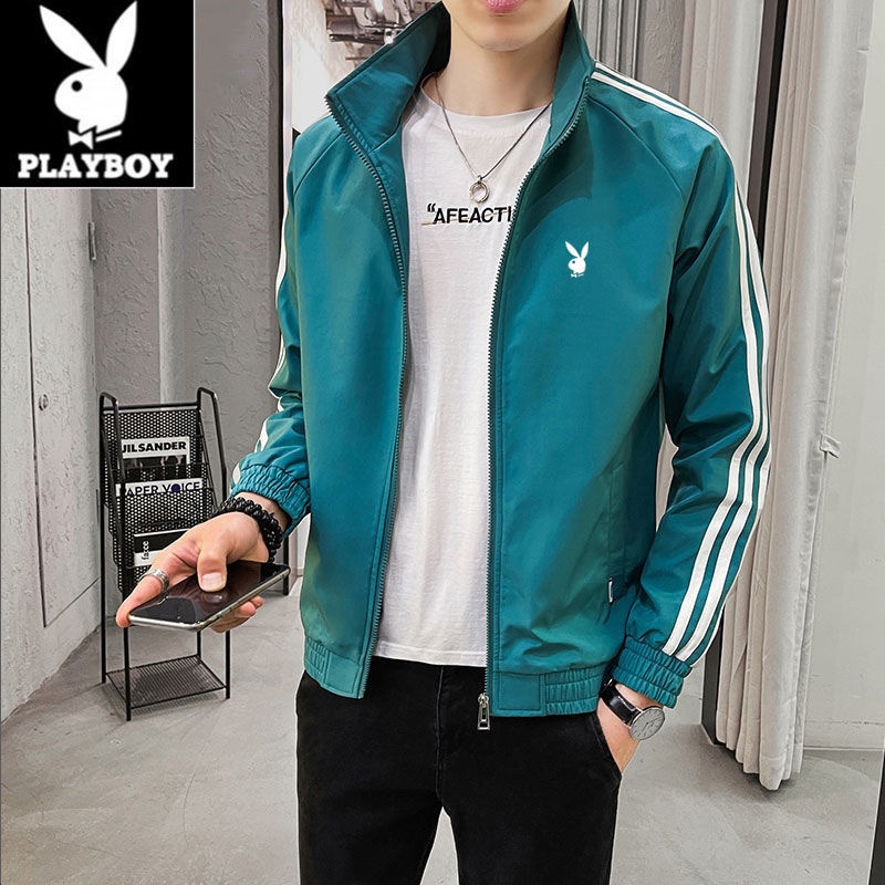Playboy mùa thu mới áo khoác nam áo khoác nam có mũ trùm đầu xu hướng mỏng xu hướng tự trồng trọt thời trang đẹp trai xu