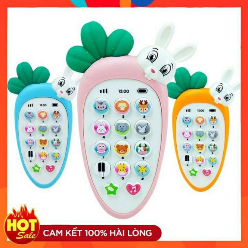 [Siêu Sale] Đồ chơi điện thoại gặm nướu thỏ gặm cà rốt - phát nhạc - phát sáng cho bé