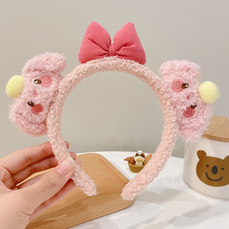 Băng đô cài tóc tai gấu nhiều màu bờm rửa mặt cute phong cách hàn quốc