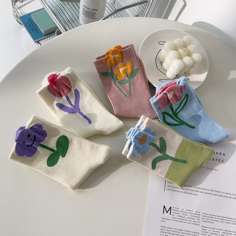 Vớ WAFNHA D488 in hoa thời trang cho nữ