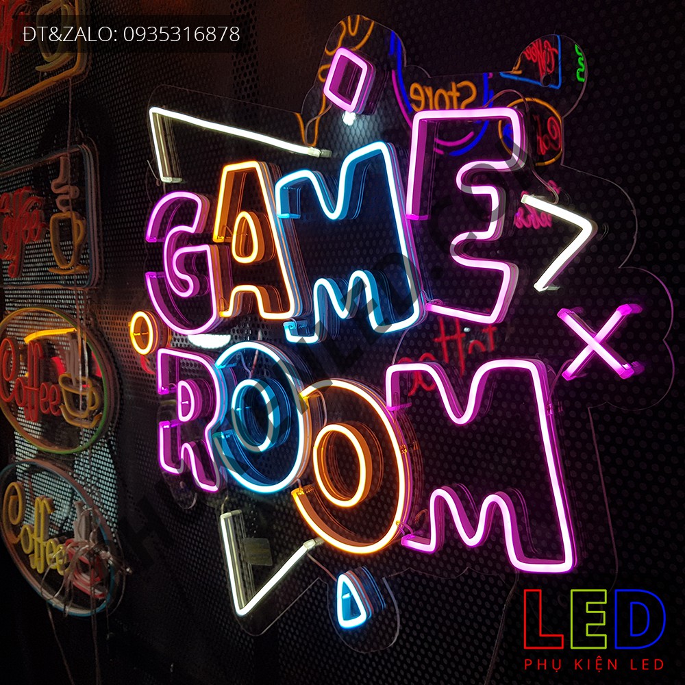 Đèn Led Neon Chữ GAME ROOM Nhiều Màu - GAME ROOM LED Neon Sign, Đèn Led Neon Game Trang Trí Phòng Game