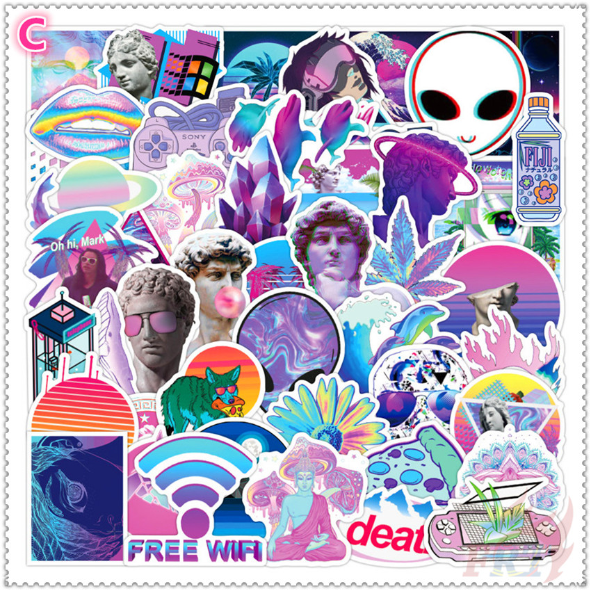 Bộ miếng dán chủ đề Vaporwave cá tính trang trí tiện dụng