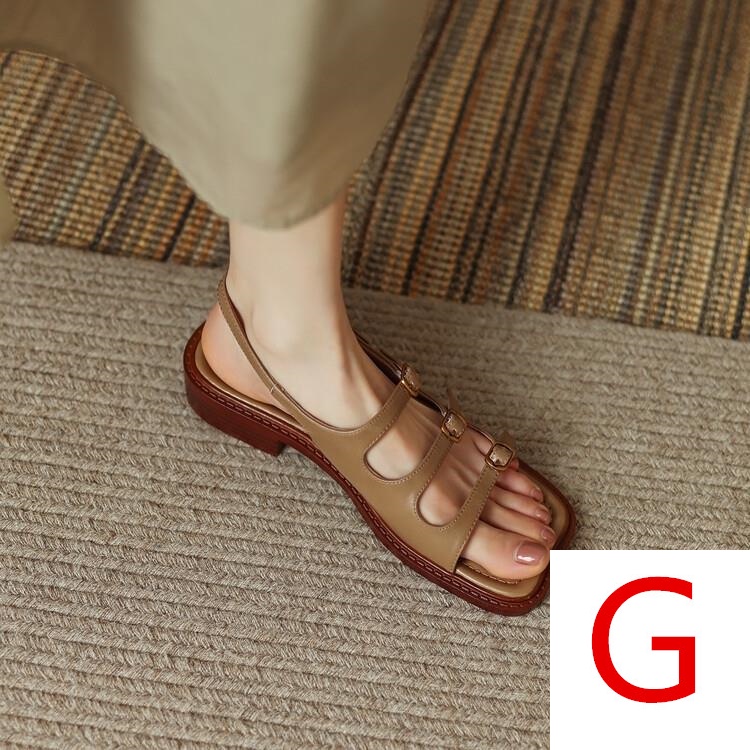 Giày Sandal Hở Ngón Đế Thấp Mềm Mại Màu Nâu Phong Cách Roman Thời Trang Mùa Hè Cho Nữ