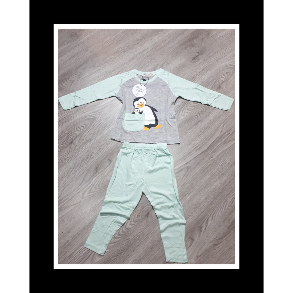 Bộ Thu Đông Thun Lạnh Dài Tay Chim Cánh Cụt Bé Trai Bé Gái Size 8-18kg 💖 Bộ Minky Mom Dài Tay giữ ấm tốt cho bé