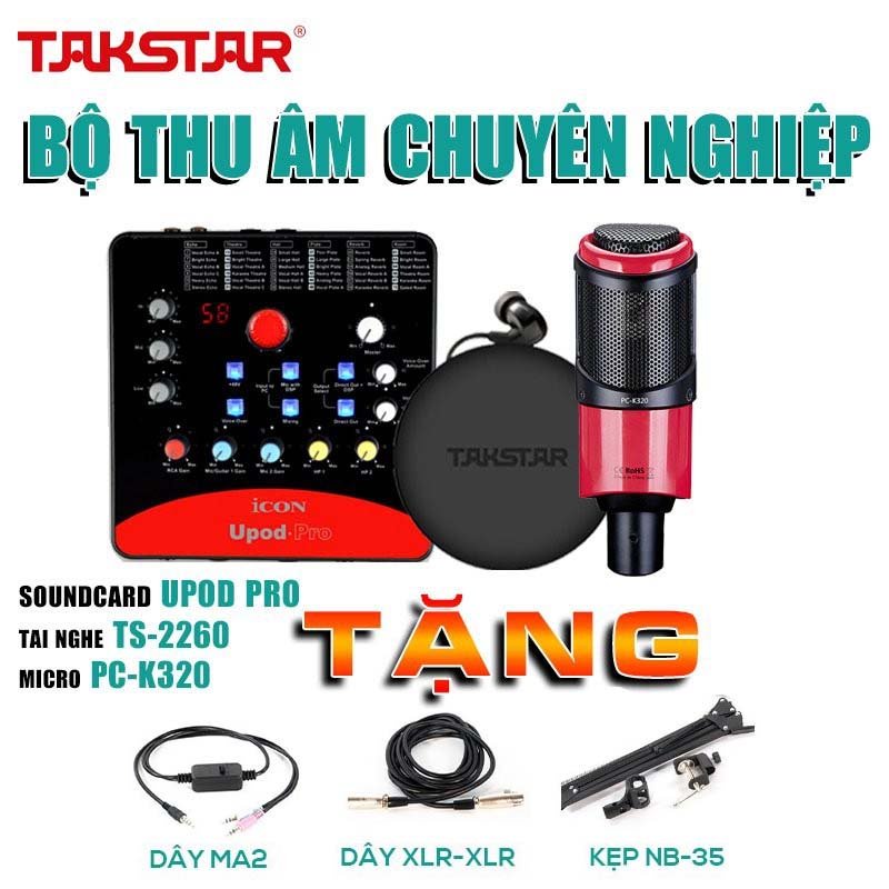 [CHÍNH HÃNG]Trọn bộ combo thu âm,hát live chuyên nghiệp: SOUNDCARD ICON PRO –MIC TAKSTAR PC-K320 và TAI NGHE TS-2260