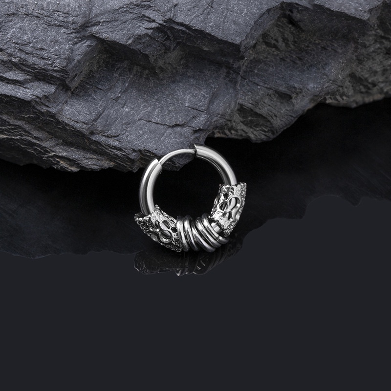 Khuyên tai Nam Bạc Unisex Tròn to nhỏ Sang Chảnh Cá tính Cute Ngầu Orn Earring Lucifer Store Hoa tai Titan - Orn Earring