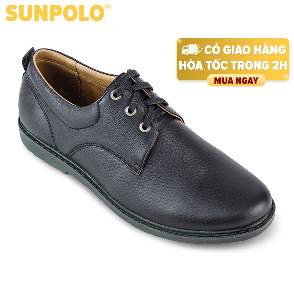 Giày Lười Nam Da Bò SUNPOLO Đen Nâu SUKT232DN