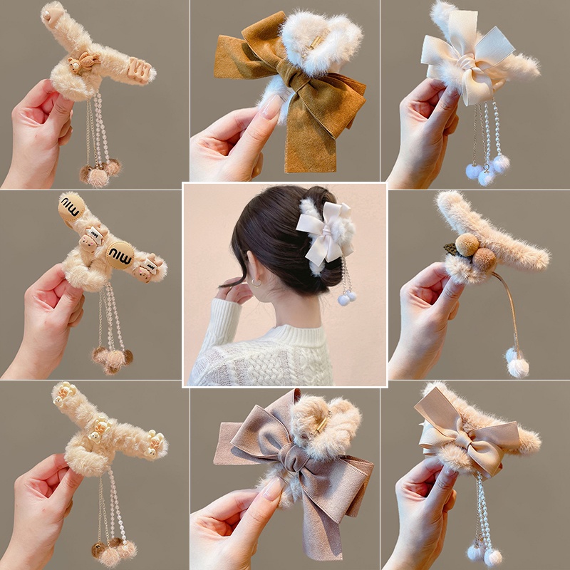 Kẹp Tóc Đính Nơ Và Ngọc Trai Thời Trang Hàn Quốc