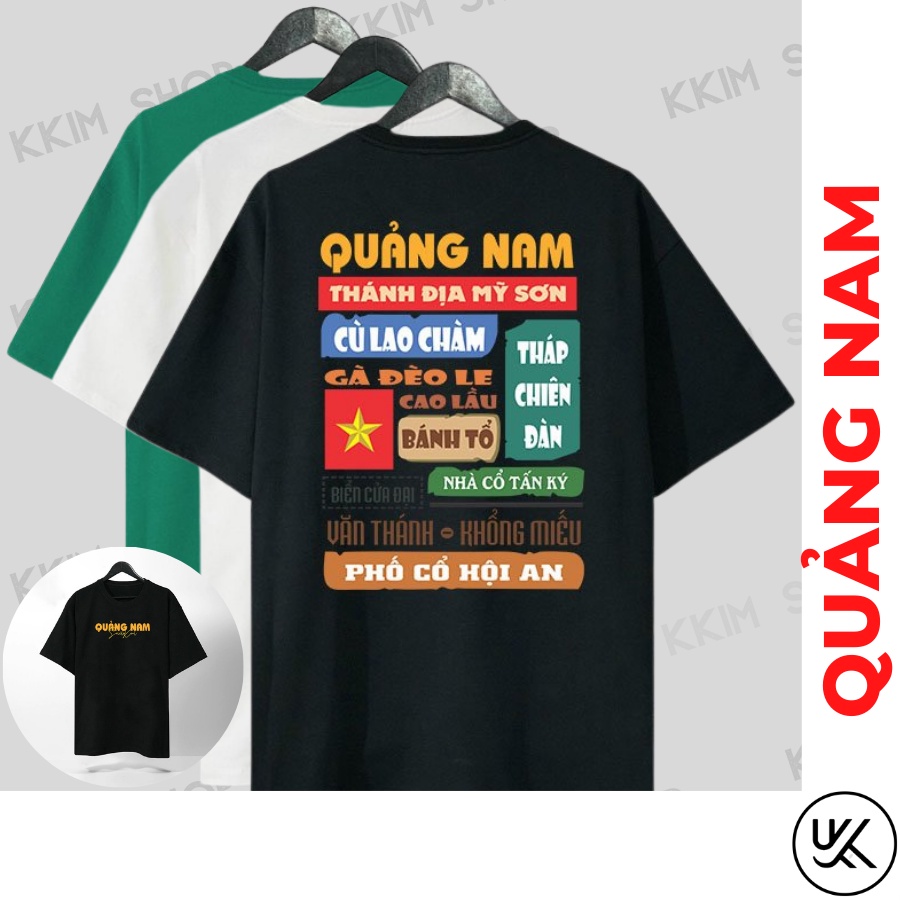 Áo thun tay lỡ QUẢNG NAM, Áo phông 63 tỉnh thành Form rộng oversize, chất liệu Cotton KKIMSHOP