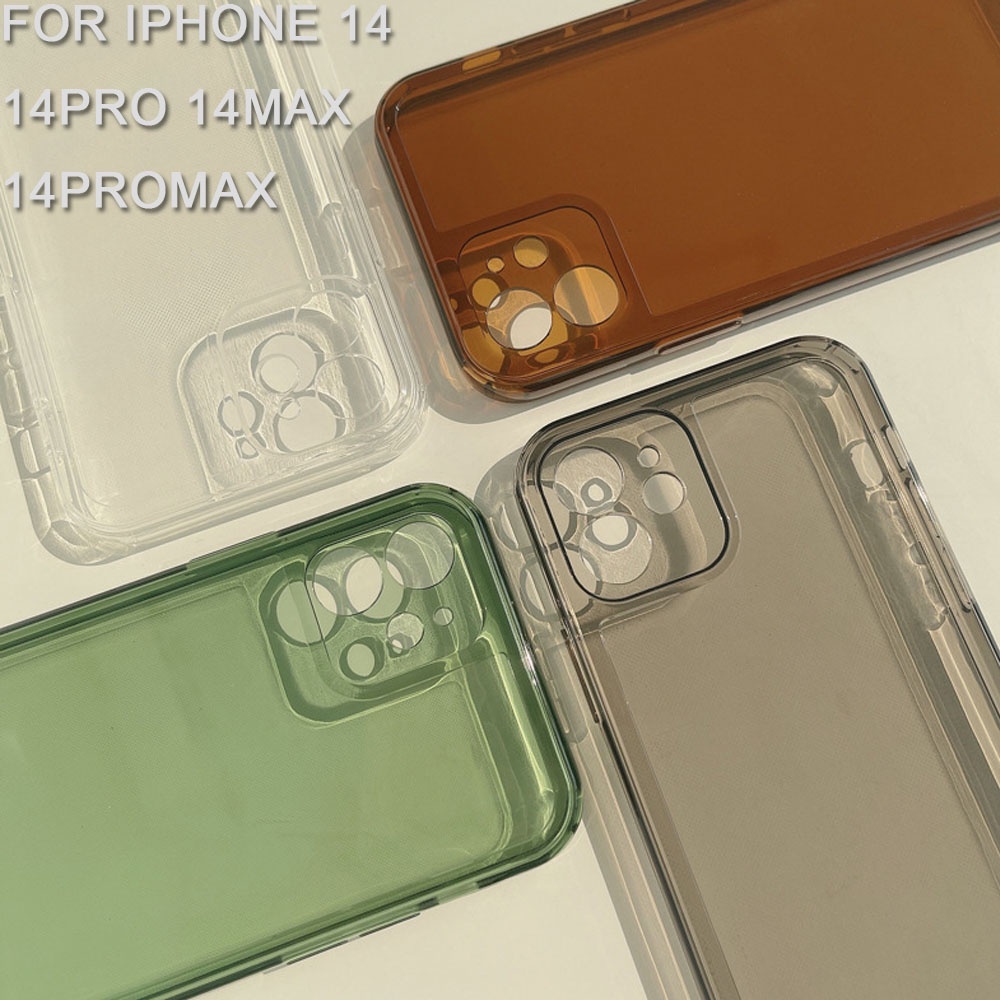 Ốp Điện Thoại Trong Suốt Màu Xanh Lá / Nâu Cho Iphone 14 PRO MAX