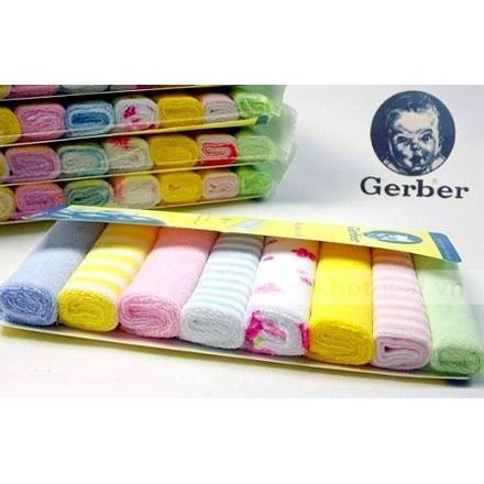 Set 8 chiếc chăn mặt Gerber cho bé, Khăn mặt bông cho bé sơ sinh, combo 8 khăn mặt siêu mềm cho bé sơ sinh