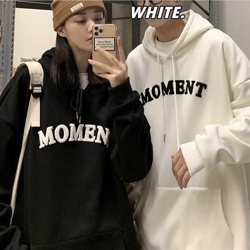 Áo Hoodie Nỉ Bông MOMENT Unisex Nam/Nữ (Ảnh Thât/Có Sẵn)