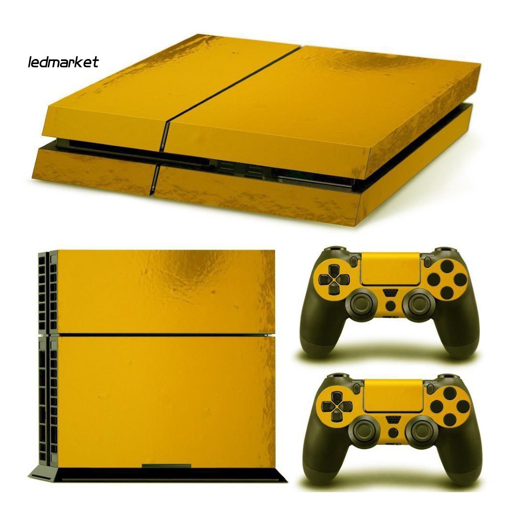 Miếng Dán Đề Can Màu Vàng Bóng Cho Playstation 4 PS4 Console + Controllers
