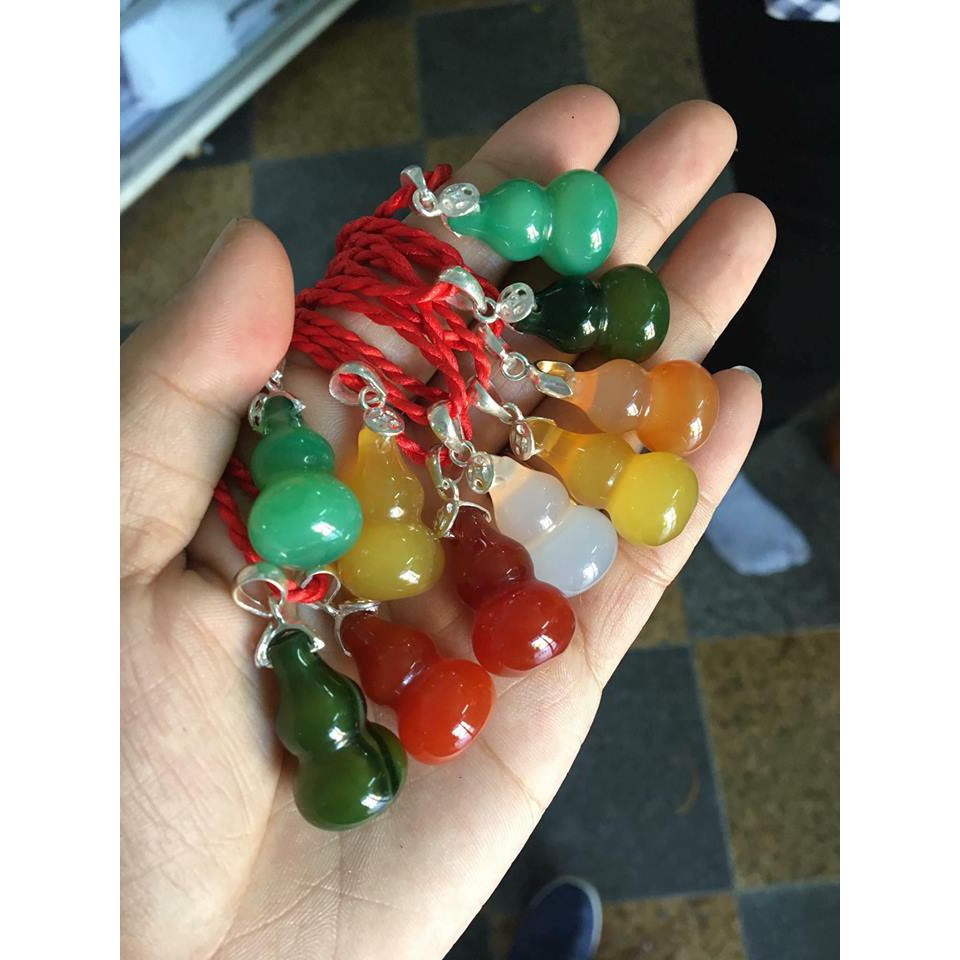 hồ lô đá mã não kèm móc bạc 925