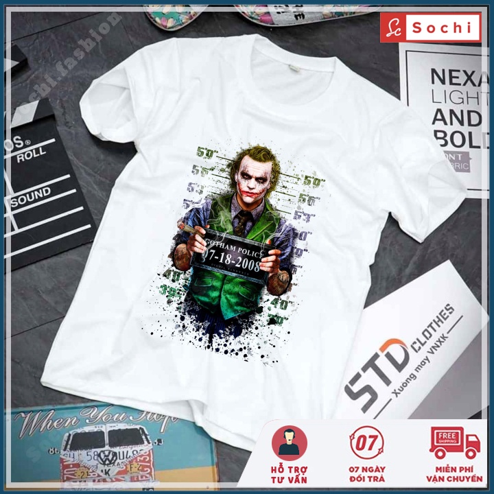 Áo thun nam tay ngắn cổ tròn, áo phông cotton nam unisex in Joker mã CZ04