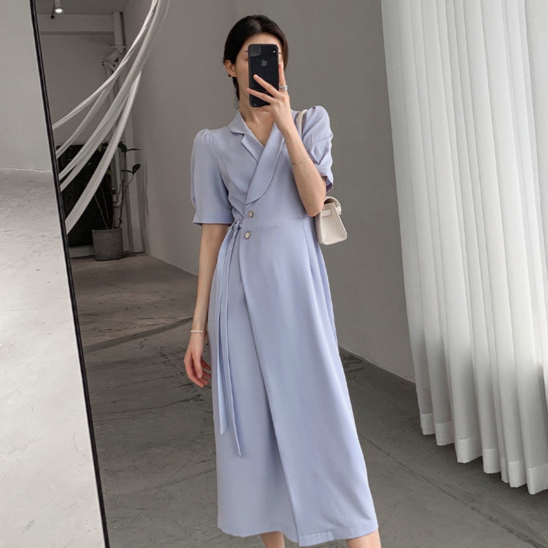 Đầm Dài Qua Gối Màu Tím Phong Cách Pháp Thời Trang Mùa Hè Hàng Mới 2022 Dành Cho Nữ