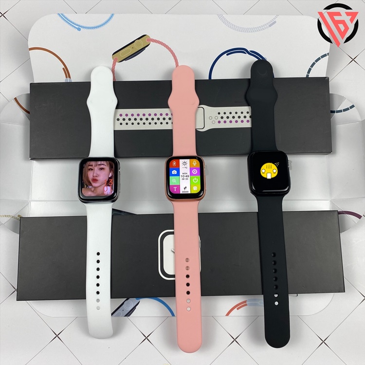 Đồng hồ thông minh seri7 pro - Hiển thị lô gô táo - Cài hình nền - Cài mật khẩu - Nút tròn xoay được - Choi game