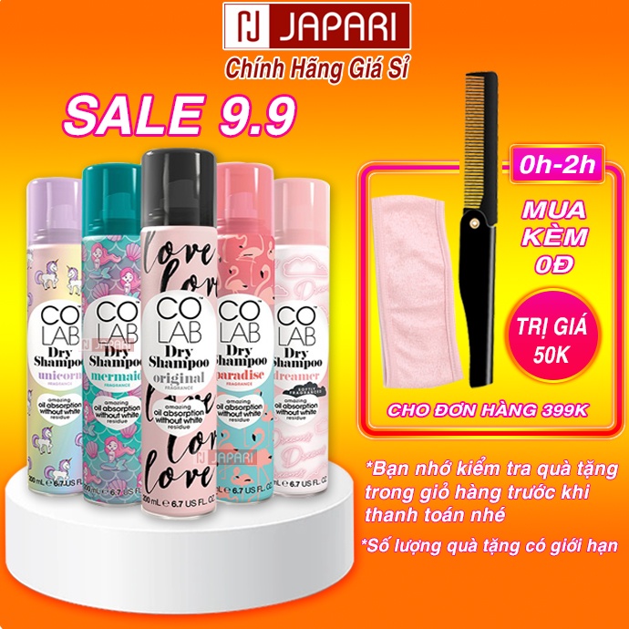 Dầu Gội Khô Colab Dry Shampoo Dạng Xịt - Dầu Gội Đầu Khô Girlz Only Làm Phồng Tóc Hết Bết Tóc - Xịt Gội Đầu Khô JAPARI