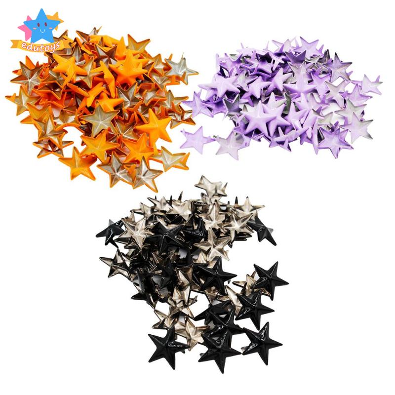 Set 50 Đinh Tán Hình Ngôi Sao 15mm Bằng Hợp Kim Dùng Để Trang Trí Quần Áo / Túi Xách