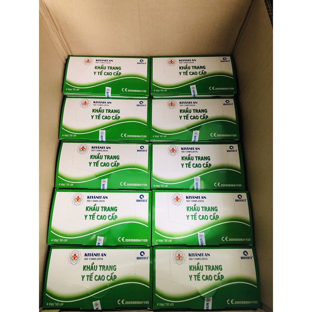 Khẩu trang y tế 4 lớp kháng khuẩn Khánh An - Màu xanh (50 cái/hộp) | BigBuy360 - bigbuy360.vn