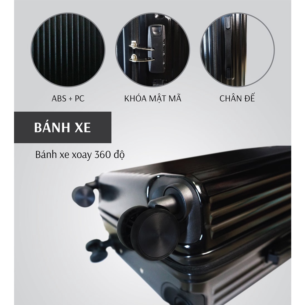 Vali kéo nhựa VL035 size 22 màu kem - Vali kéo nhựa TOPBAGS