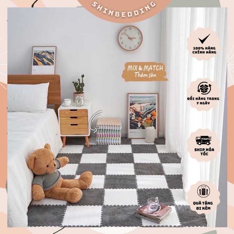 Thảm Lông Xốp Tư Ghép Hàng Cao Cấp, Dày 1cm_shinbedding