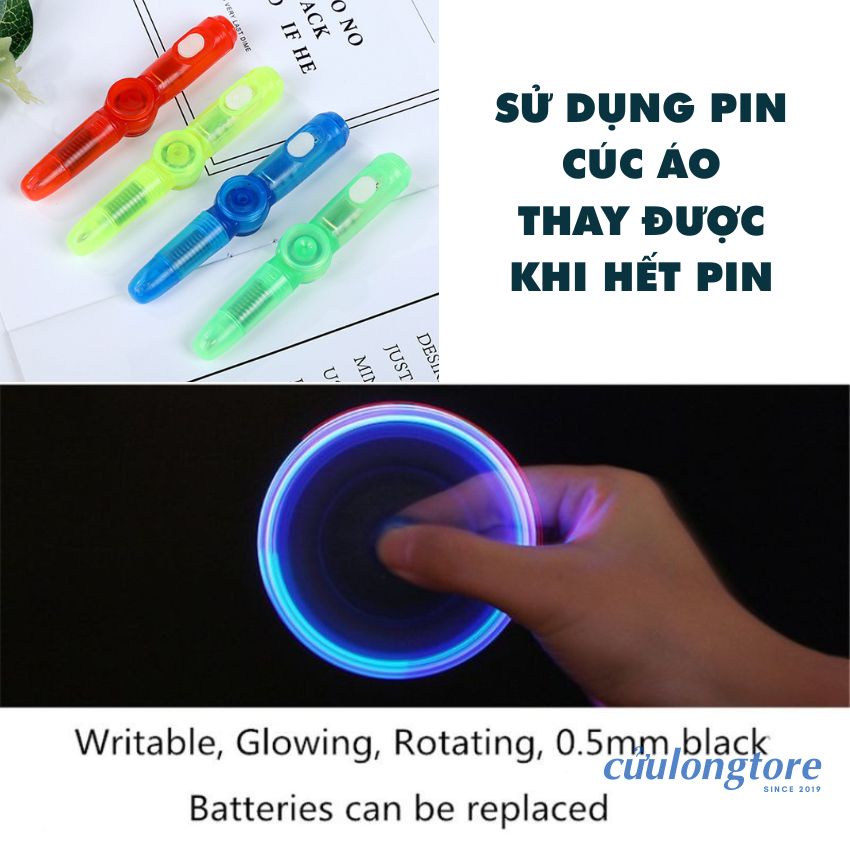 Con Quay Vô Cực Bút Quay Nghệ Thuật Phát Sáng, Spiner bút bi viết mực bản nâng cấp quay thần tốc mới có nắp
