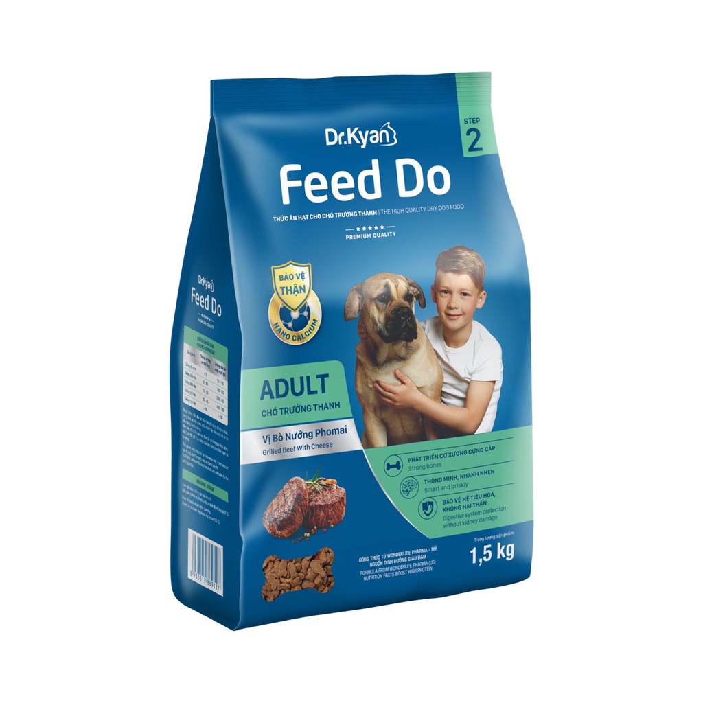 [Gói 1.5kg ] Thức Ăn Hạt Khô Cho Chó Nhỏ và Trưởng Thành – Vị Bò Nướng Phô Mai Feed Do PUPPY Step 1