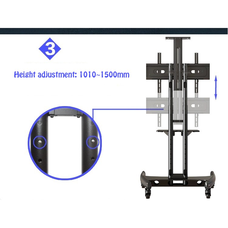 Giá treo tivi di động cột treo tivi AVA1500 tích hợp khay camera, khay AV đầy đủ cho hội nghị truyền hình 32 -60 inch