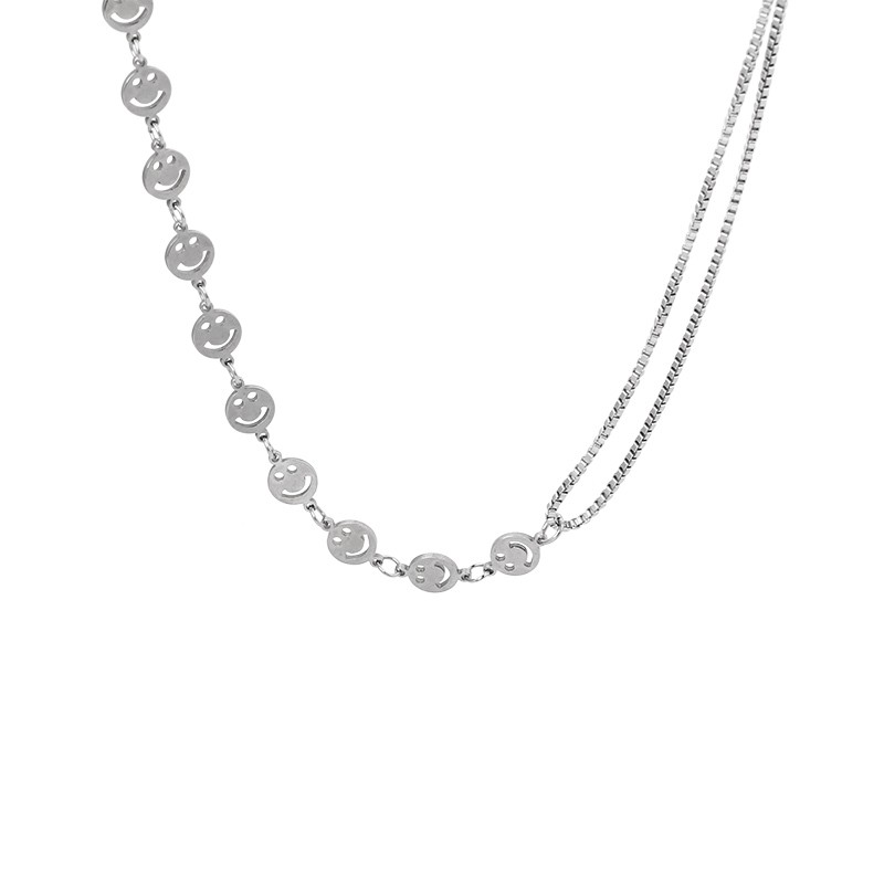 Vòng Tay Hình Mặt Cười Bằng Thép Titanium Kiểu Dáng Đơn Giản