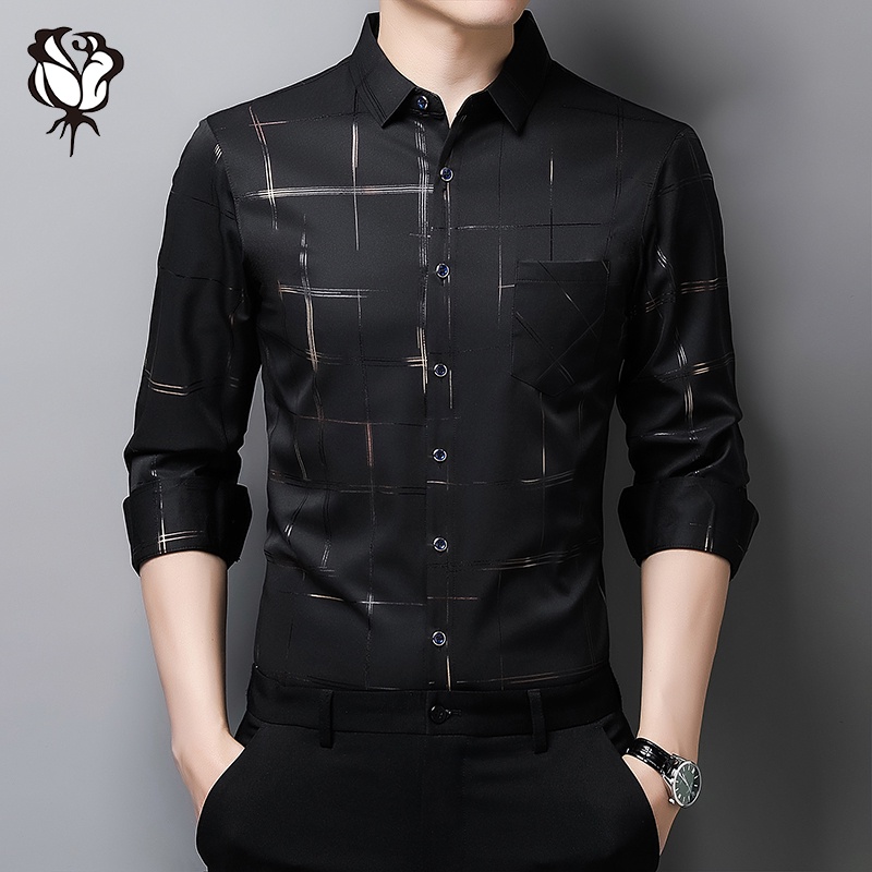 Áo Sơ Mi Dài Tay Họa Tiết Sọc Caro Thiết Kế Mới Cao Cấp Thời Trang Công Sở Cho Nam