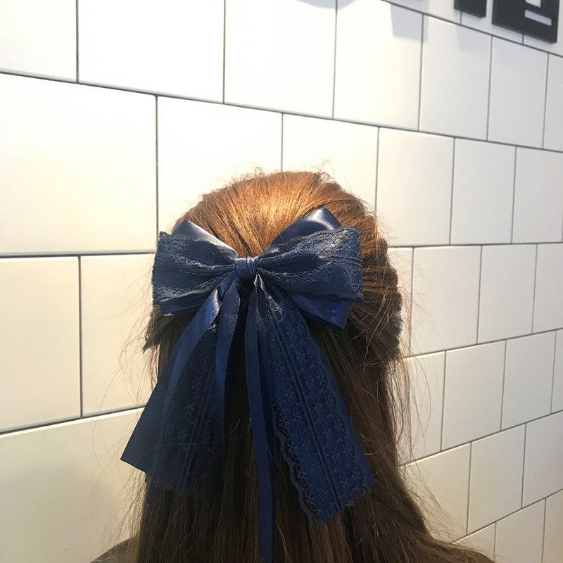 Kẹp tóc hình nơ phối ren xinh xắn phong cách hàn quốc