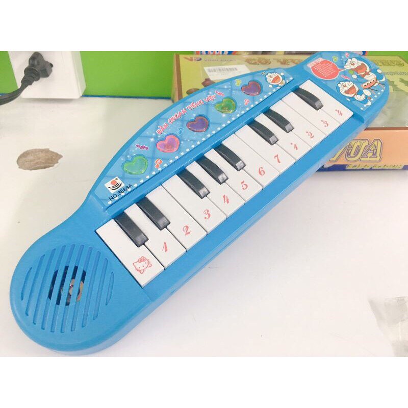 Đàn Piano mini cho bé-đồ chơi âm nhạc trẻ em-đàn organ hello kitty- đàn đôraremon phát nhạc việt