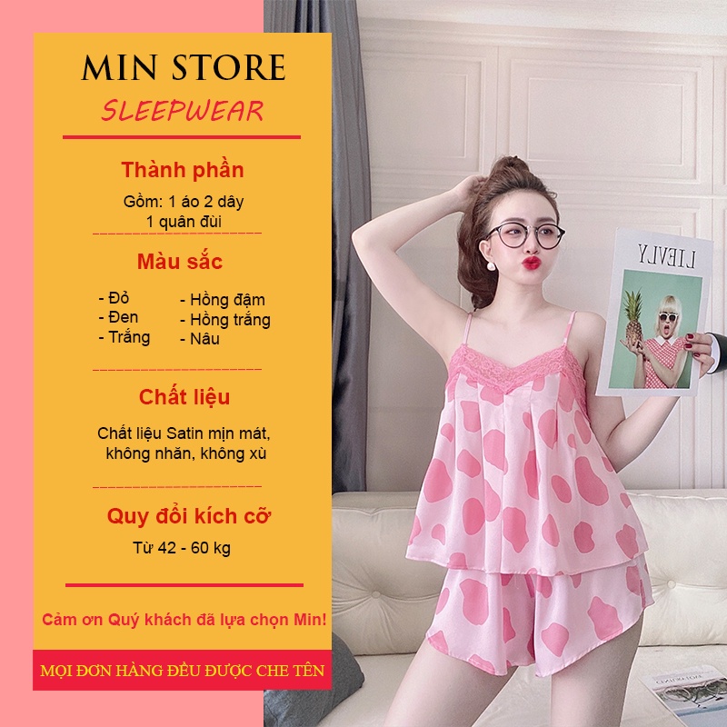 Váy ngủ sexy 2 dây gợi cảm xuyên thấu lụa satin MIN SHOP VN1006 | BigBuy360 - bigbuy360.vn