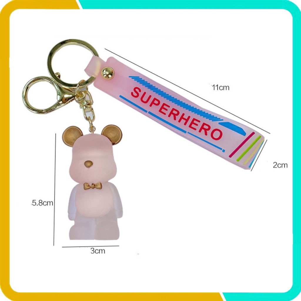 Móc Khóa Hàn Quốc Dễ Thương,Gấu Thắt Nơ Nhựa Pha Lê Trong Suốt, Móc Treo Trên Balo, Túi Xách KB04