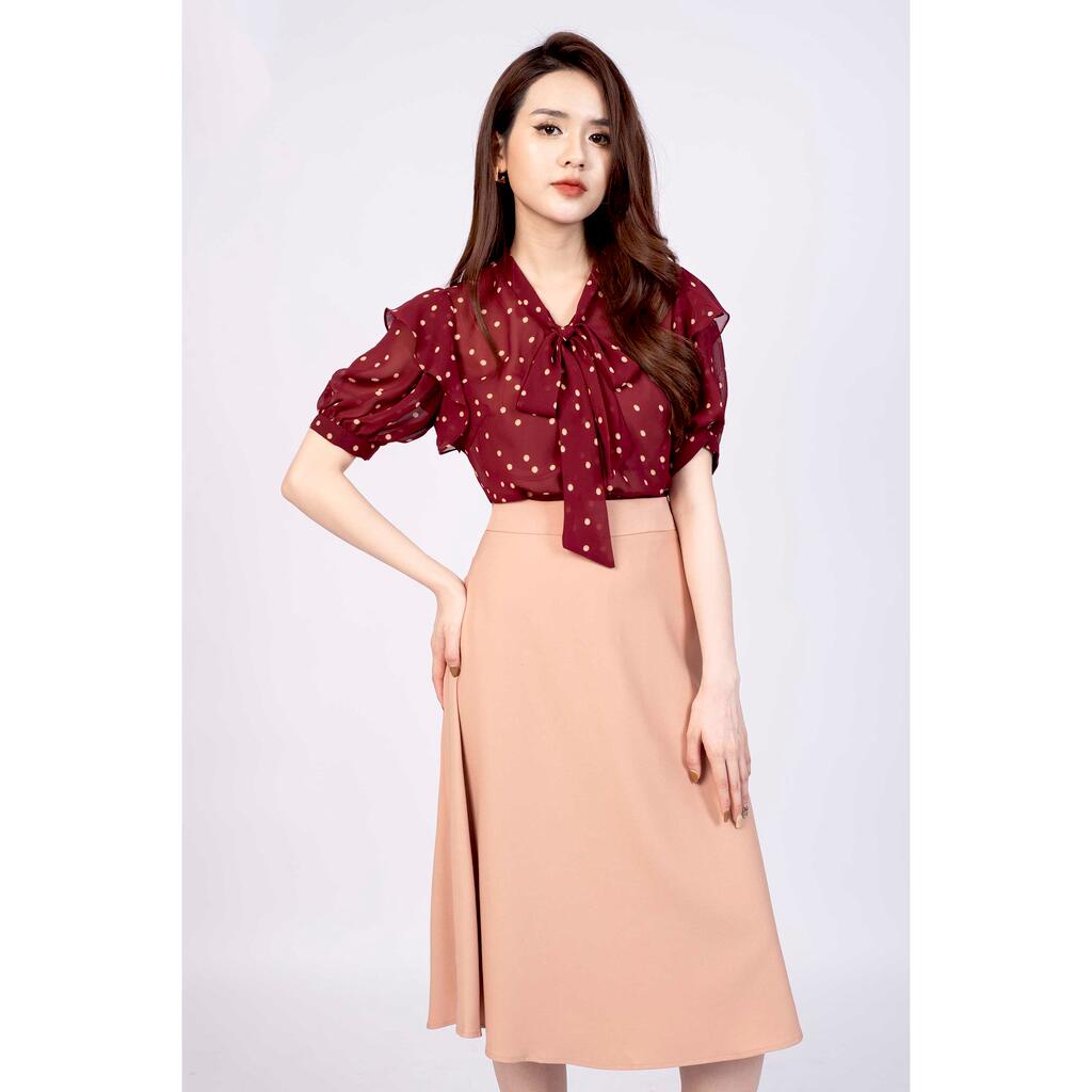 Áo sơ mi cổ buộc nơ, tay đính bèo, bồng MMOutfit M-AO071021223