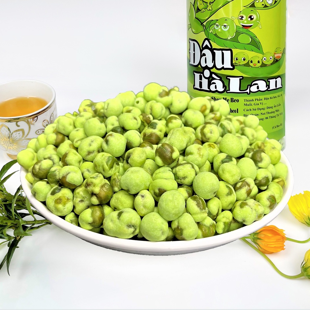 Đậu hà lan sấy tẩm vị Wasabi 450Gr Mẹ Beo đồ ăn vặt cực ngon