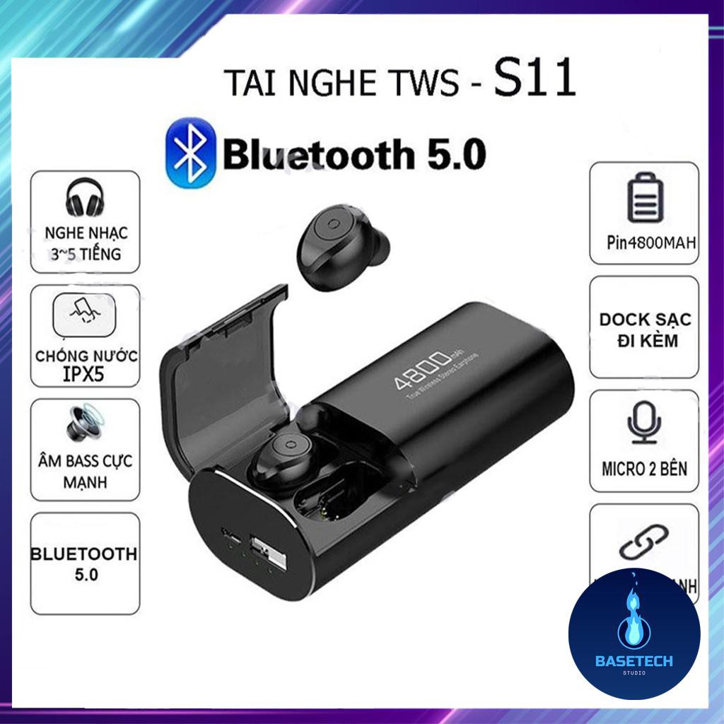Tai nghe Bluetooth 5.0, Tai nghe không dây S11 Cách âm chống ồn - Kèm sạc dự phòng 4800mAh