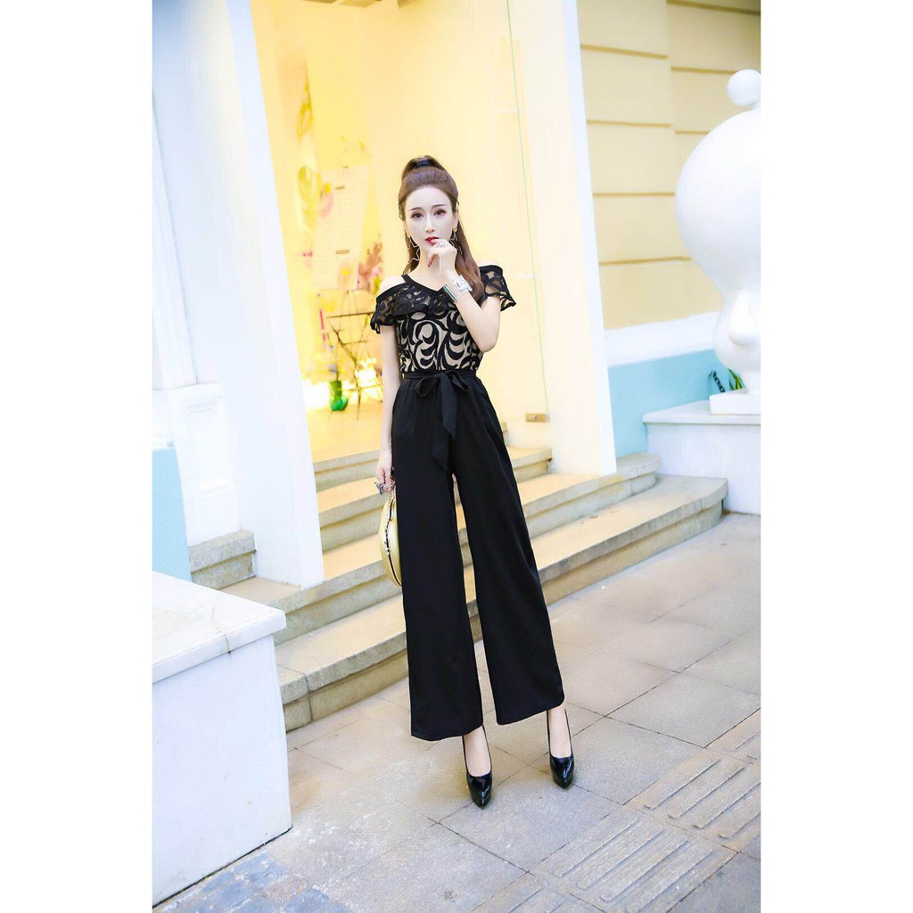 Bộ Jumpsuit Ống Rộng Thời Trang Công Sở Cho Nữ