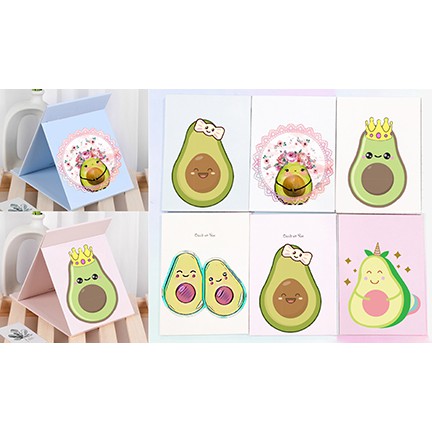 Gương gập quả bơ GGI4 gương 13*17cm Thức ăn avocado hoa cúc GD yakult trà sữa boba tea 12 cung hoàng đạo