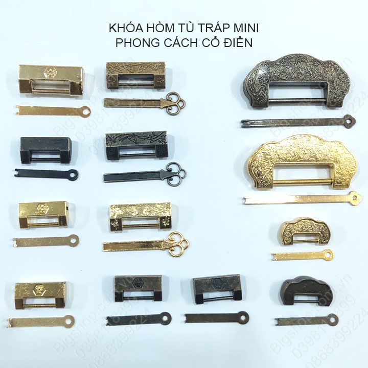 Khóa hòm tủ tráp mini phong cách cổ điển bằng hợp kim