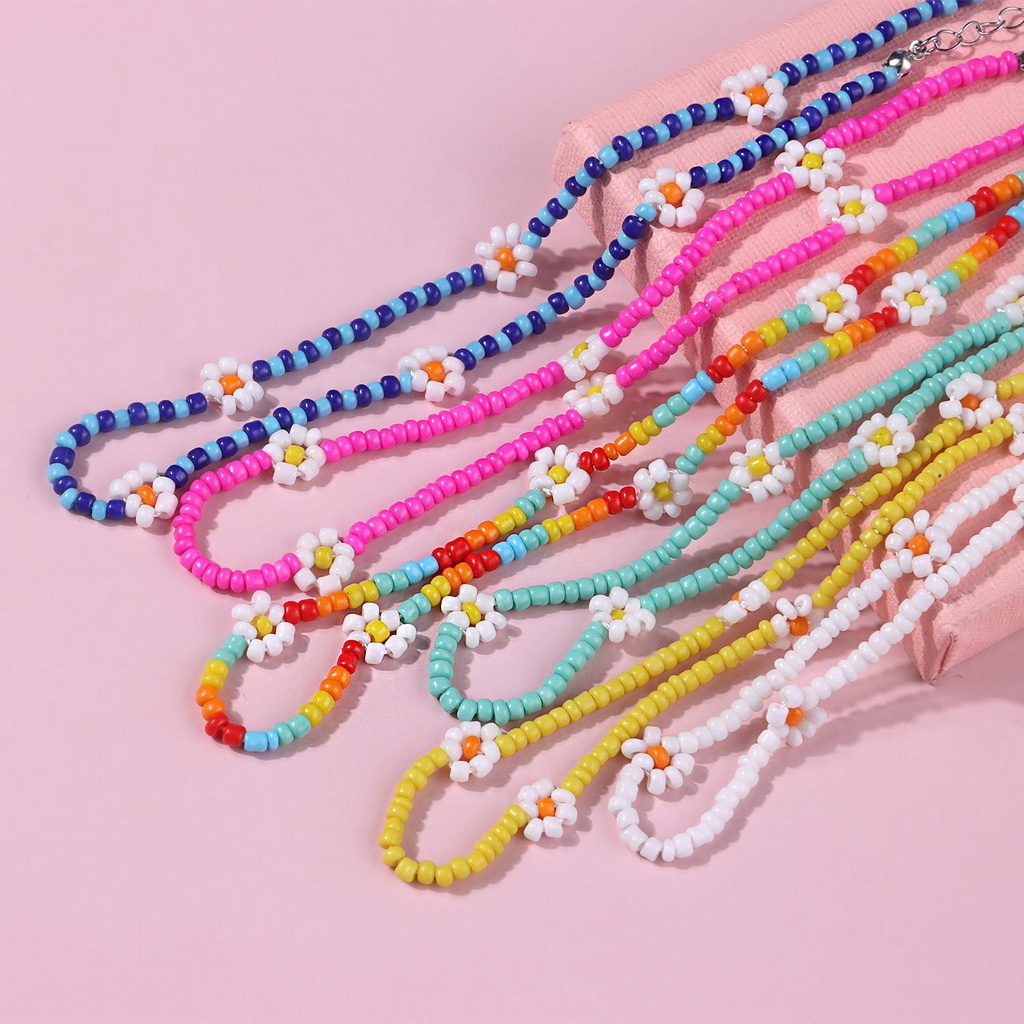 Vòng Cổ Choker Chuỗi Hạt Nhựa Điểm Hoa Resin Sắc Màu Dễ Thương 🌸
